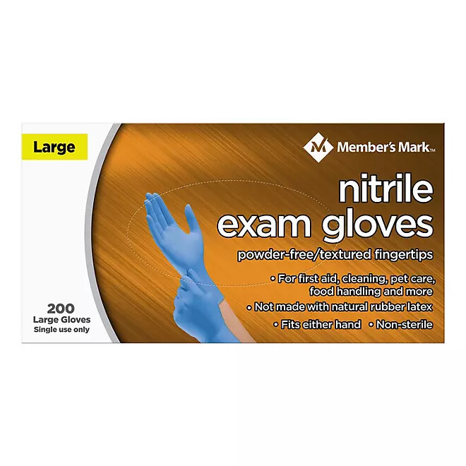 Member's Mark Nitrile Exam Gloves, Choose your Size, 200