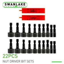 22 Pcs Power Nut Driver Set For Impact Drill 1/4" Hex Head Drill Bits SAE Metric