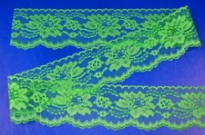 EMERALD GREEN 3 Inch Wide Floral Flat Lace Trim 5 Yards