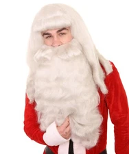 Adult Mens Cosplay Santa Claus Long White Wig and Beard Set Xmas Party HX-004A