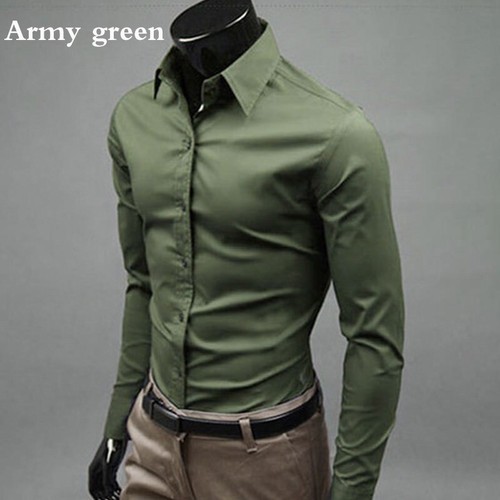 New Luxury Men's Business Dress Shirt Slim Fit T-Shirts Formal Long Sleeve Top - Picture 22 of 29