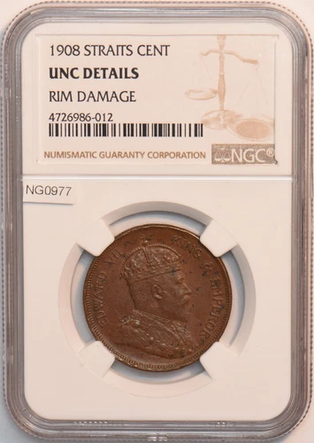 Straits Settlements 1908 Cent NGC UNC NG0977 combine shipping
