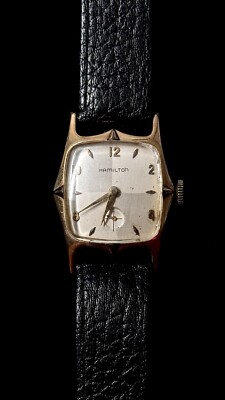 Vintage Hamilton 10k Gold Filled Watch Unique Art Deco Square 28mm