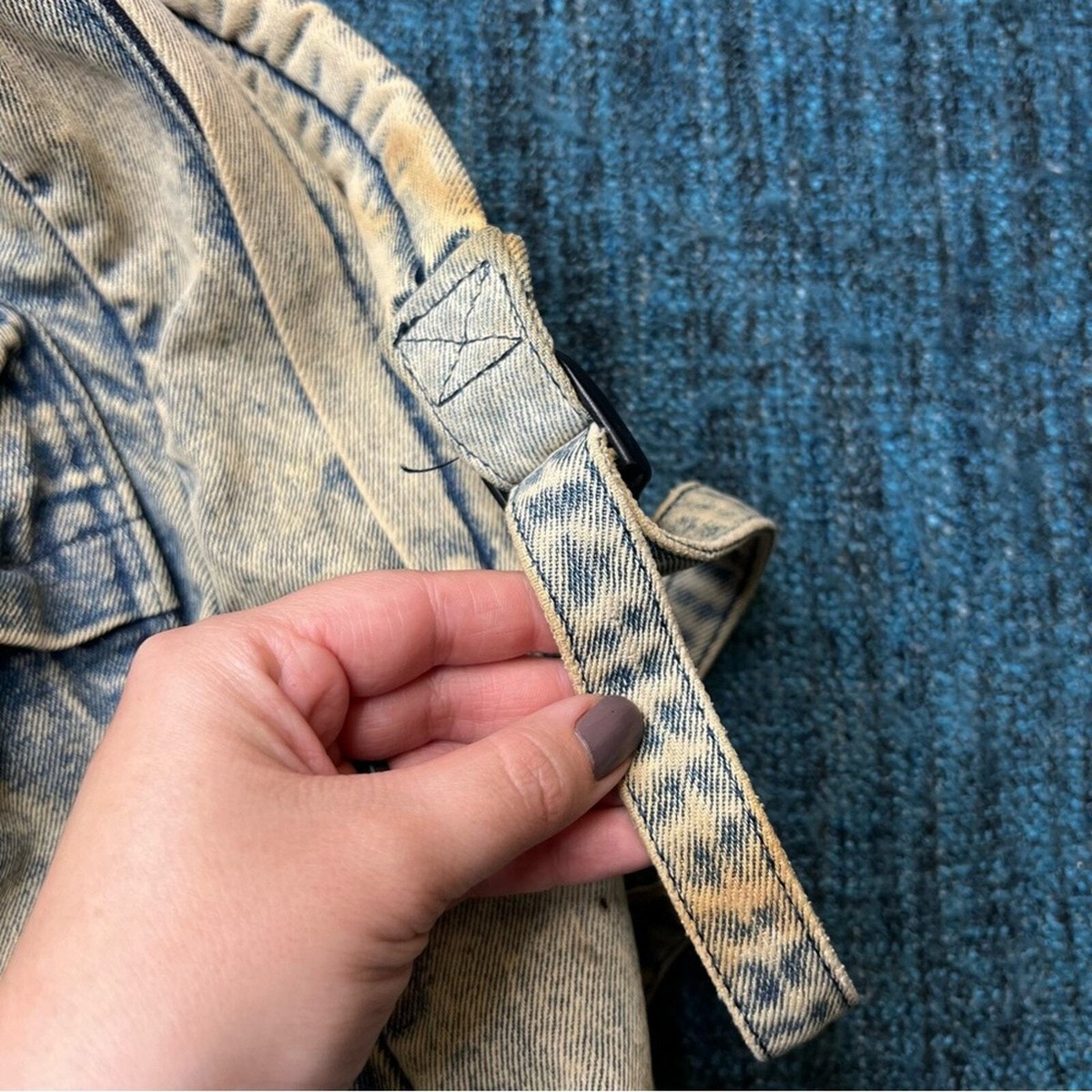 UO Deena & Ozzy Acid Washed Denim Distressed Backpack Retro 