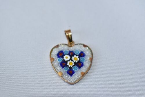 Italienischer Murano Millefiori Glas Herz Anhänger Charm 18K Gelbgold - Bild 3 von 4
