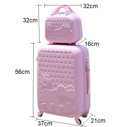 Teal Hello Kitty Suitcase Travelling Luggage Wheels Set Trolley Handle Kids - Picture 8 of 8