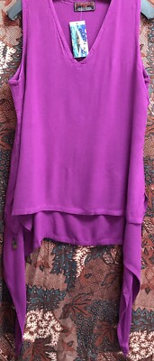 TIENDA HO LT17 TWO LAYER UNEVEN HEM LONG TANK FUCHSIA