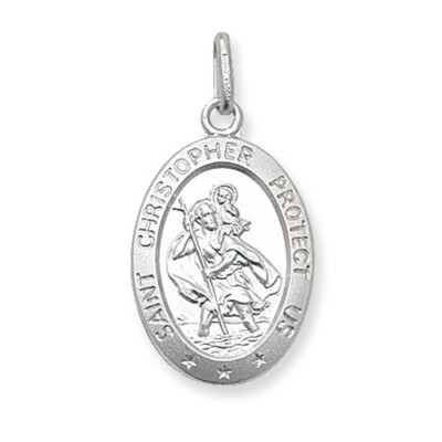 STERLINGSILBER SAINT CHRISTOPHER ANHÄNGER KOSTENLOSE GRAVUR OVAL ST CHRIS MEDAILLE