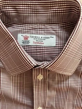 Turnbull & Asser Men's 15.5 Shirt Long Sleeve 39cm Red Plaid Made in England