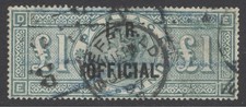 SG O16 £1 green I.R. official. Good used CDS cancel & blue crayon. Good...