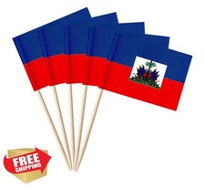 100 Pcs Haiti Flag Toothpick Flags - Mini Cupcake Toppers