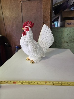 Vintage Ceramic Rooster/Chicken-hand painted 8 1/2'' tall-Great Farmhouse Decor!