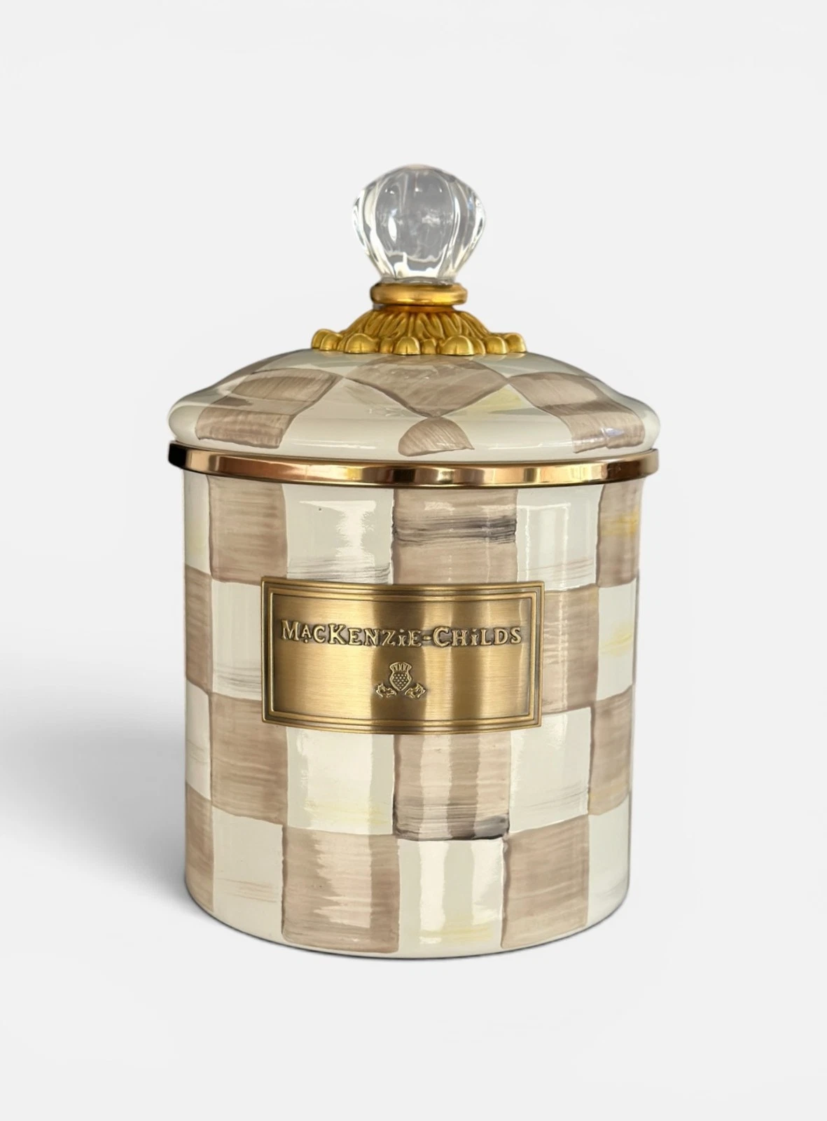 Mackenzie-Childs Mocha Check Small Canister (SEE PHOTOS)
Opens in a new window or tab