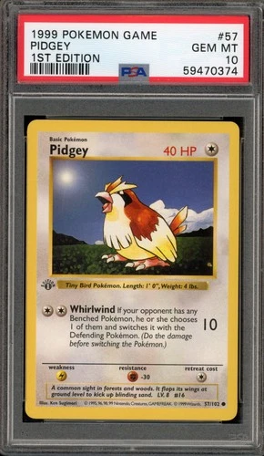 Pokemon Pidgey Base Set Shadowless 1st Edition #57 PSA 10 Gem Mint