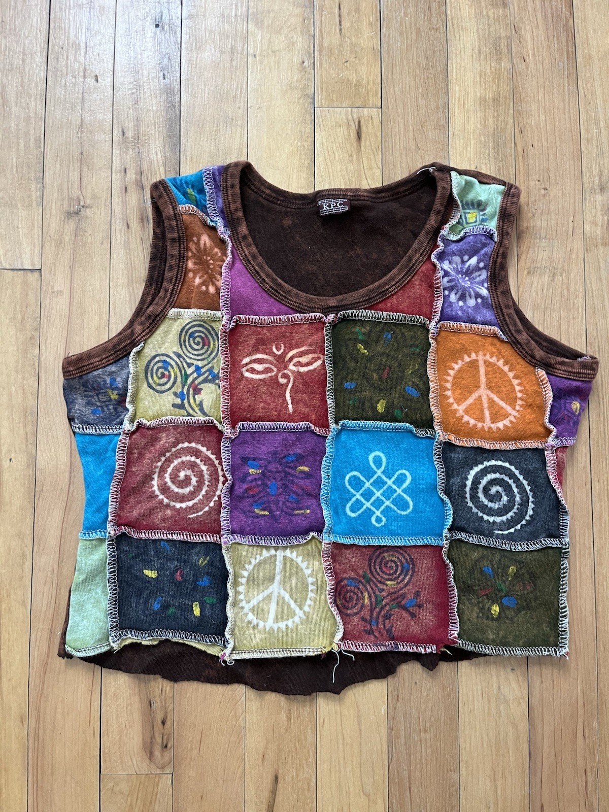 KPC Multicolor Patchwork Hand-Painted Cotton Slee… - image 1