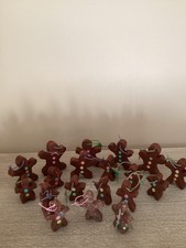 LOT OF 19 GINGERBREAD MEN MAN ORNAMENTS WOODEN HAND CARVED HANDMADE SMALL DECOR
