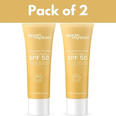 Earth Rhythm Matte Mineral Sunscreen SPF 50 with 9% Zinc Oxide, Anti-Sticky 50ml