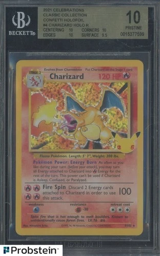 2021 Pokemon Celebrations Base Set 4/102 Charizard Holo Confetti Holo BGS 10