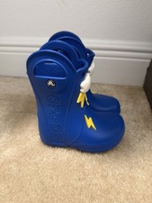 Crocs Kids Blue Rain Boot Waterproof Lightning Bolt Rubber Pull On 7C - NO BOX