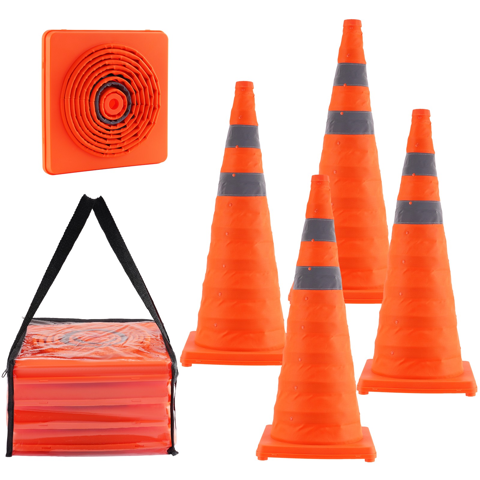 Uimoso 4 pcs Safety Cones 28" Collapsible Traffic Cones with Reflective Collars