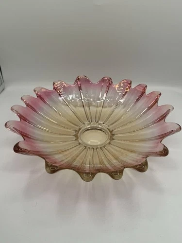 VTG Federal Glass Celestial Marigold Iridescent Scalloped Edge Bowl Circa 1970”s