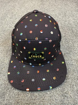 Chuck Hat Cap Snap Back One Size Black World Flag Polka Dot Polyester Mens