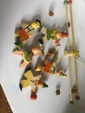 Vintage Handpainted Wooden Baby Children's Mobile Dancing Performers