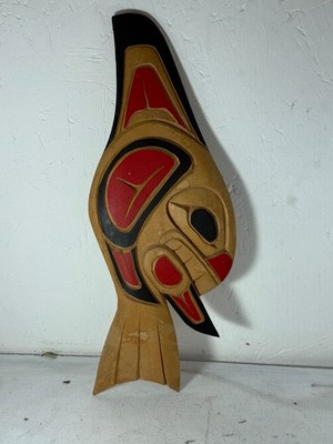 Glen Edwards Coast Salish handgeschnitzte Killerwal Holz Wandrelief 12 Zoll