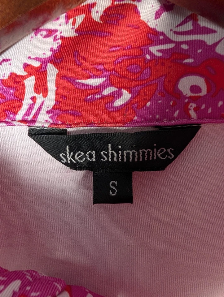 Camisa Skea Shimmies Mujer Pequeña Rosa Roja 1/4 Cremallera Capa Base Esquí Pullover Estampado Foto 2 de 4