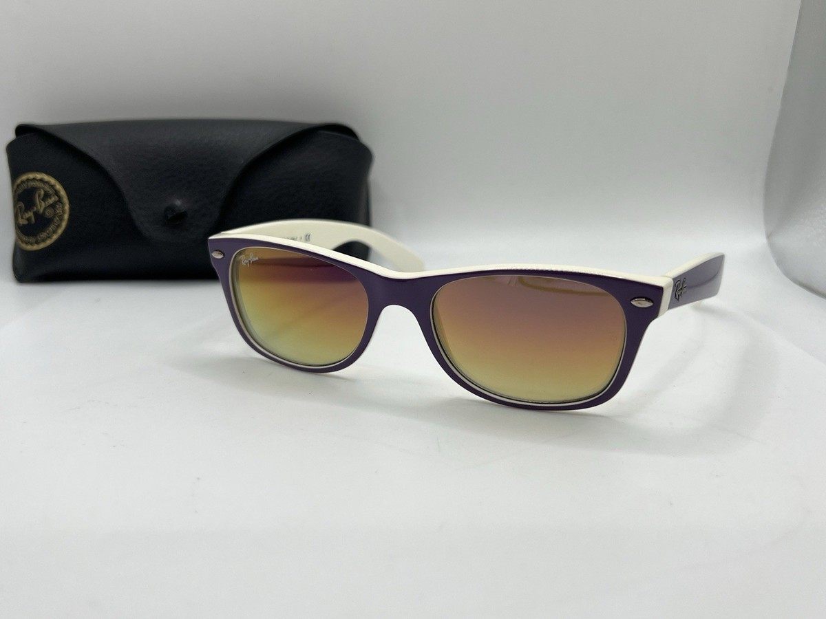 Ray‑Ban WAYFARER ホワイトクリーム×ブラウン 廃盤モデル Vintage Ray Ban RB 2132 New Wayfarer 790/70 Purple On White