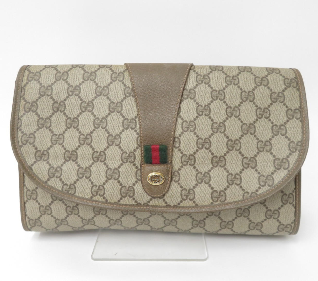 Autentica pochette pochette Gucci GG Sherry Line in pelle PVC I#47088