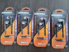 Lot Of 4 Power Up Stereo Earbuds 3.5 mm Round Cable Black Corded