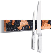 ENOKING Magnetic Knife Holder for Wall 16 Inch, Acacia Burl Wood & Black Resin M