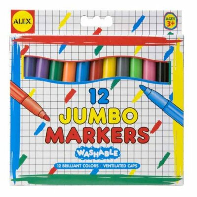 ALEX TOYS JUMBO WASHABLE MARKERS 12 PEN PACK