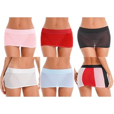 Women Sheer Ultra Short Skirts See Through Low Waist Micro Mini Skirt Lingerie
