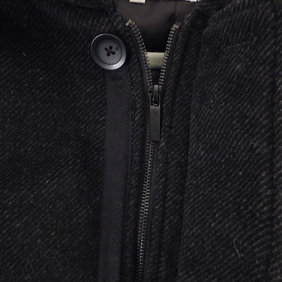 Abrigo Kenneth Cole Negro Mezcla Lana Cremallera Botón Capucha Forro Acolchado Talla XL Foto 3 de 4