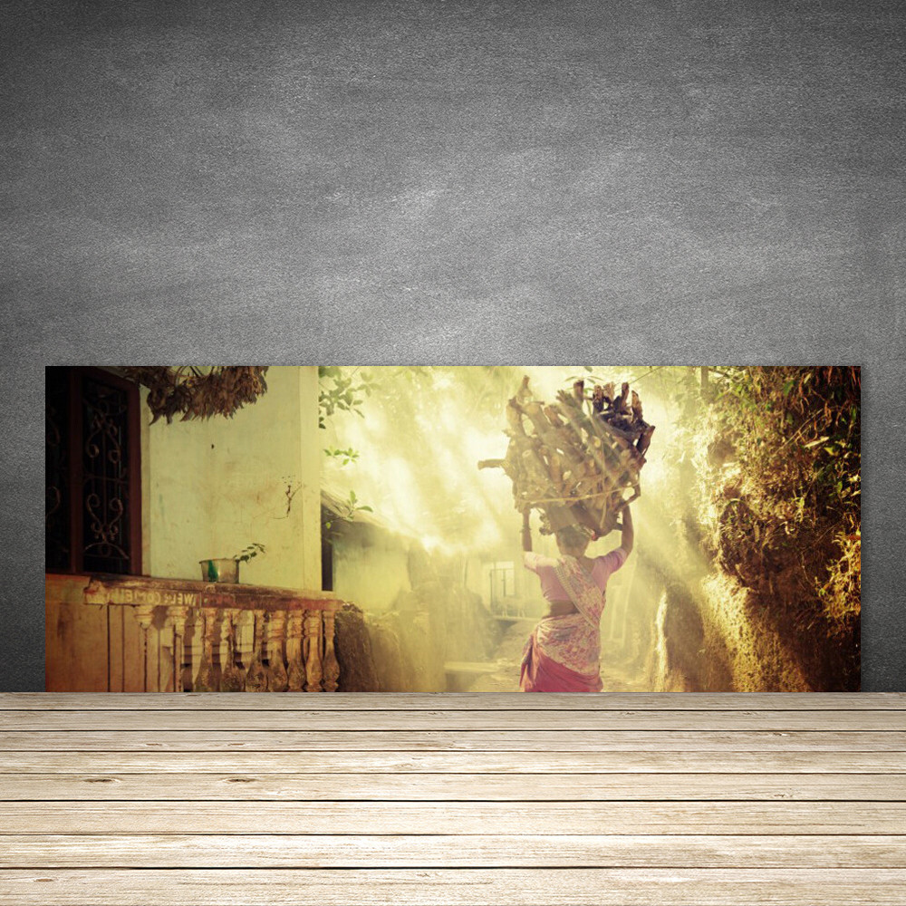Crédence de cuisine en verre 125x50 cm avec motif femme moderne