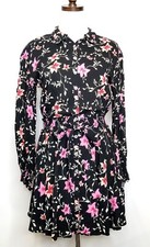 Free People Black Floral Bishop Sleeve  Cottagecore Prairie Boho Mini  Dress, XS