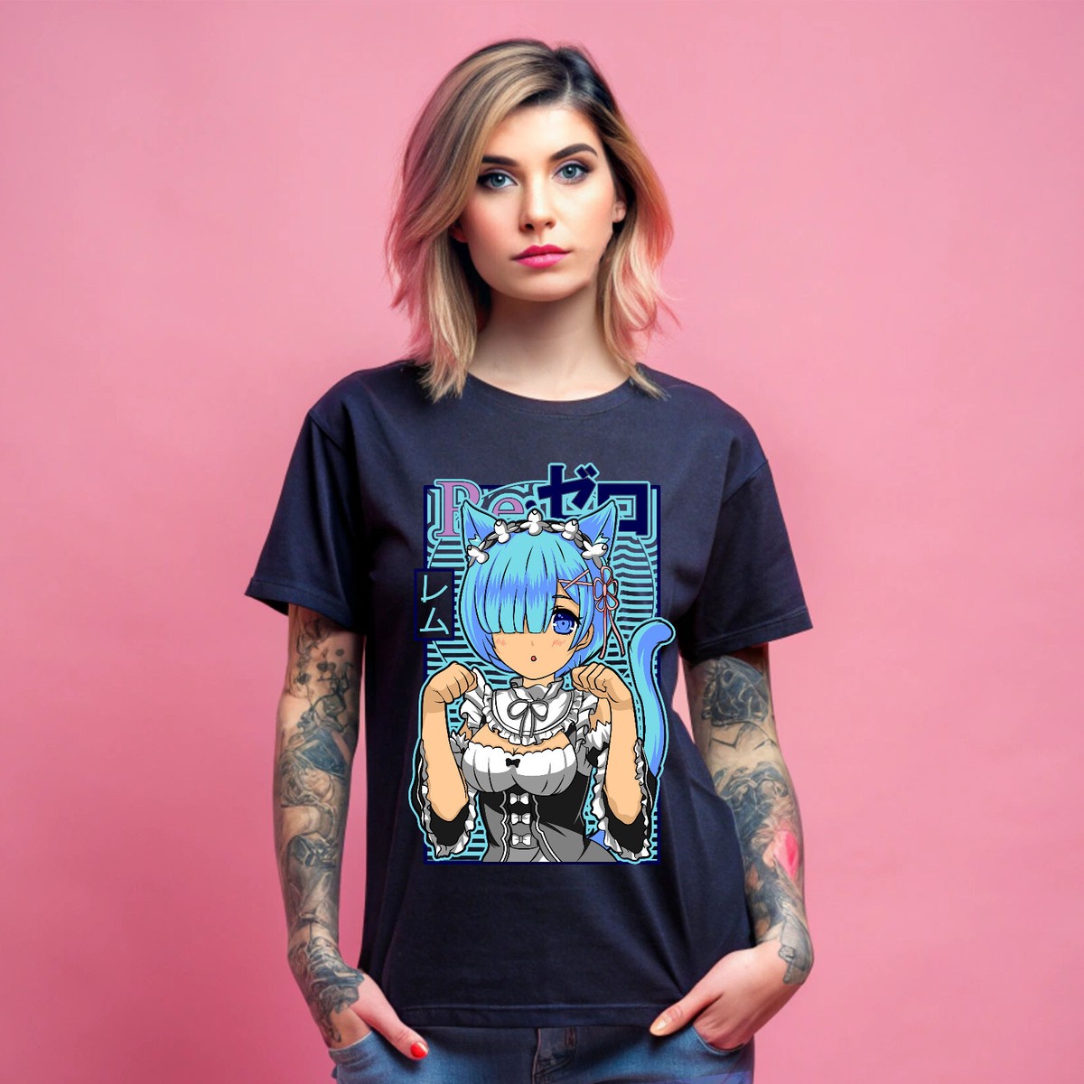 Rem Re Zero T-Shirt Subaru Japanese Cute Re Zero Ram Kawaii