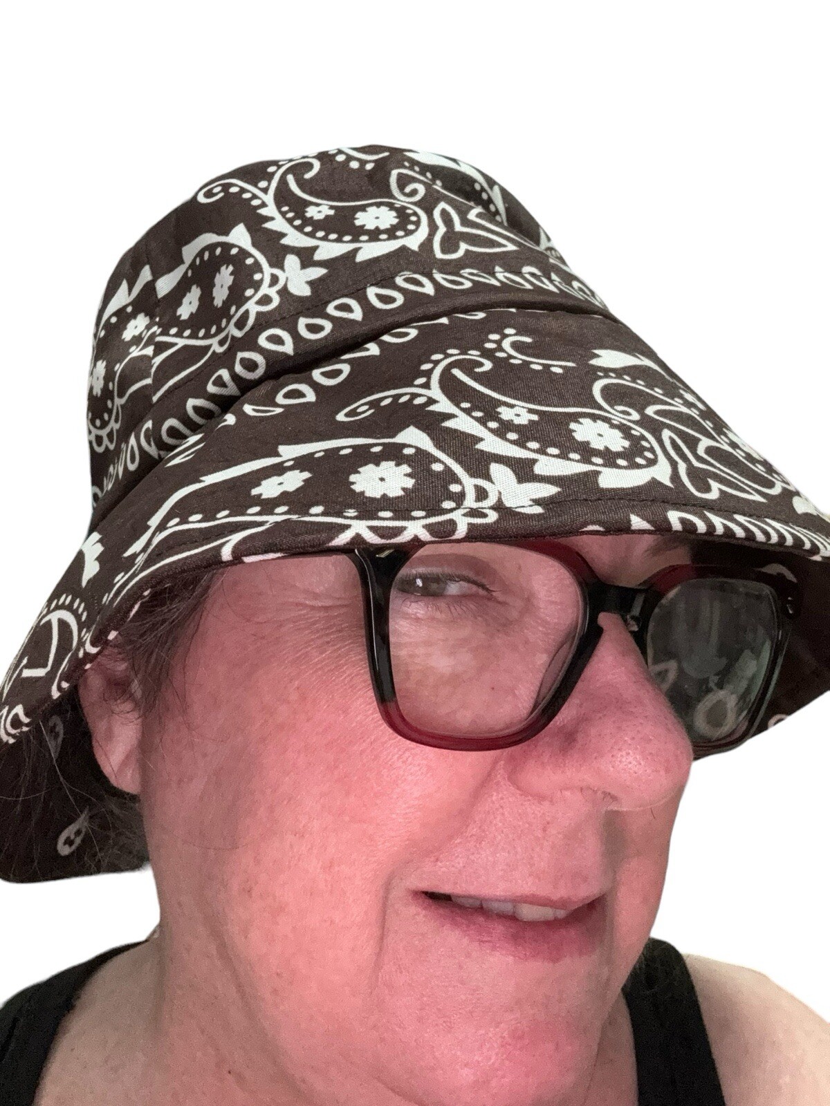 Unisex Brown Bandana Print Bucket Hat Adjustable Handmade Rain Cot Blend NWT-image