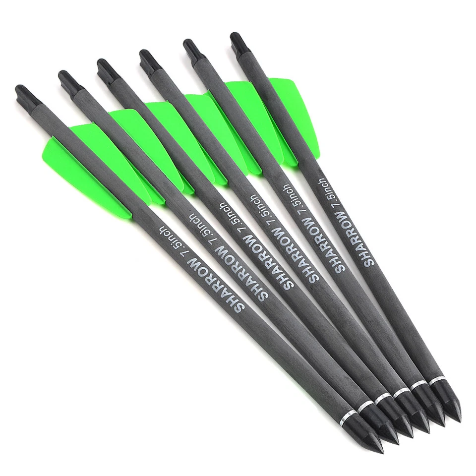 12X Mini Arrows Bolts 7.5" 15" Carbon Archery Screw Point Vanes Bow Hunting - Image 2 of 4