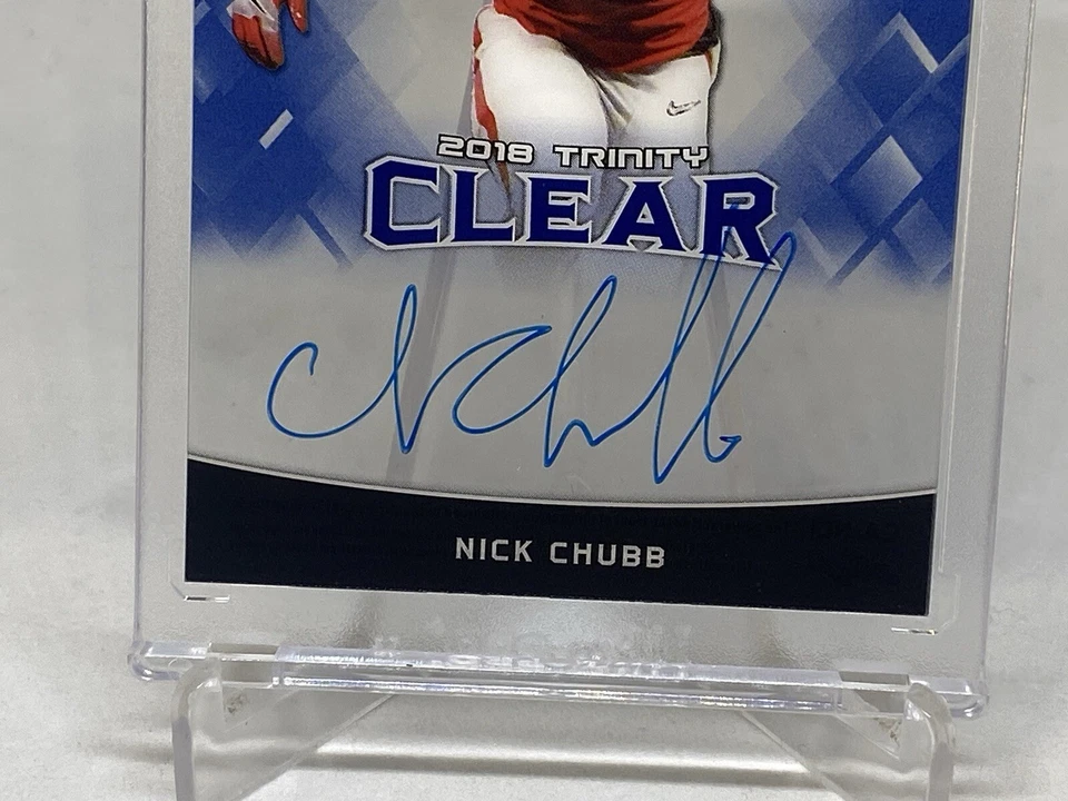 Nick Chubb 2018 Leaf Trinity Clear Rookie Autograph /25 Georgia Bulldogs RC - Image 4 of 4