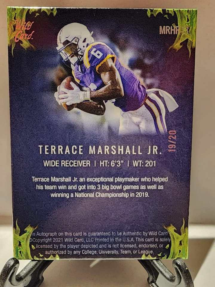 2021 Wildcard Matte Black Terrace Marshall Jr. RC AUTO /20 #MRHR-13 PANTHERS - Image 3 of 3