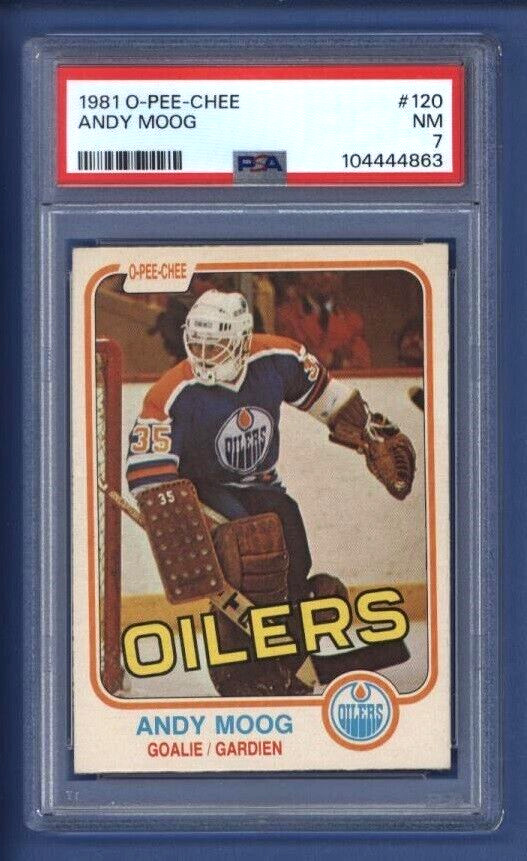 1981-82 OPC ANDY MOOG (rc) #120 PSA 7 NM Edmonton Oilers HOF *ROOKIE*
