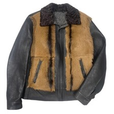 Valentino Lambskin Leather Fur Jacket 38 Grizzly Reversible Wool 30s 40s