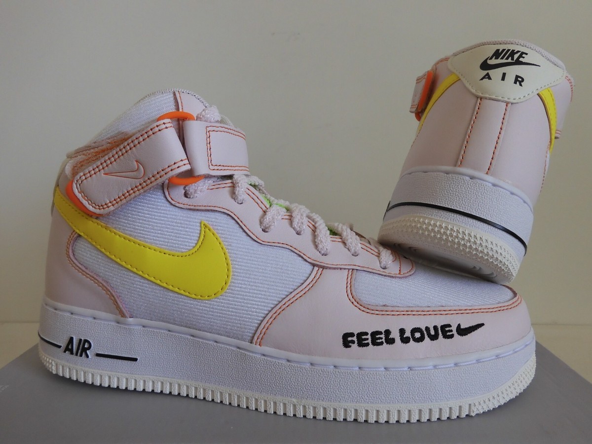 WMNS NIKE AIR FORCE 1 07 MID WHITE-YELLOW-PINK 