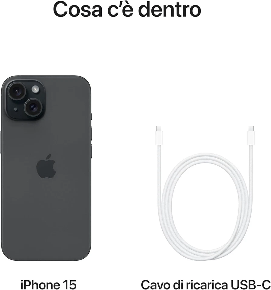 APPLE IPHONE 15 128GB BLACK 5G SMARTPHONE NERO A16 BIONICORIGINALE ITALIA APPLE - Immagine 3 di 3