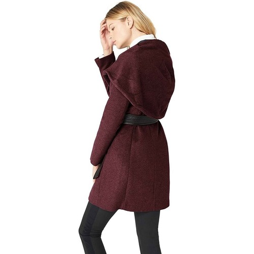 Belted Asymmetrical Wool Coat Size 