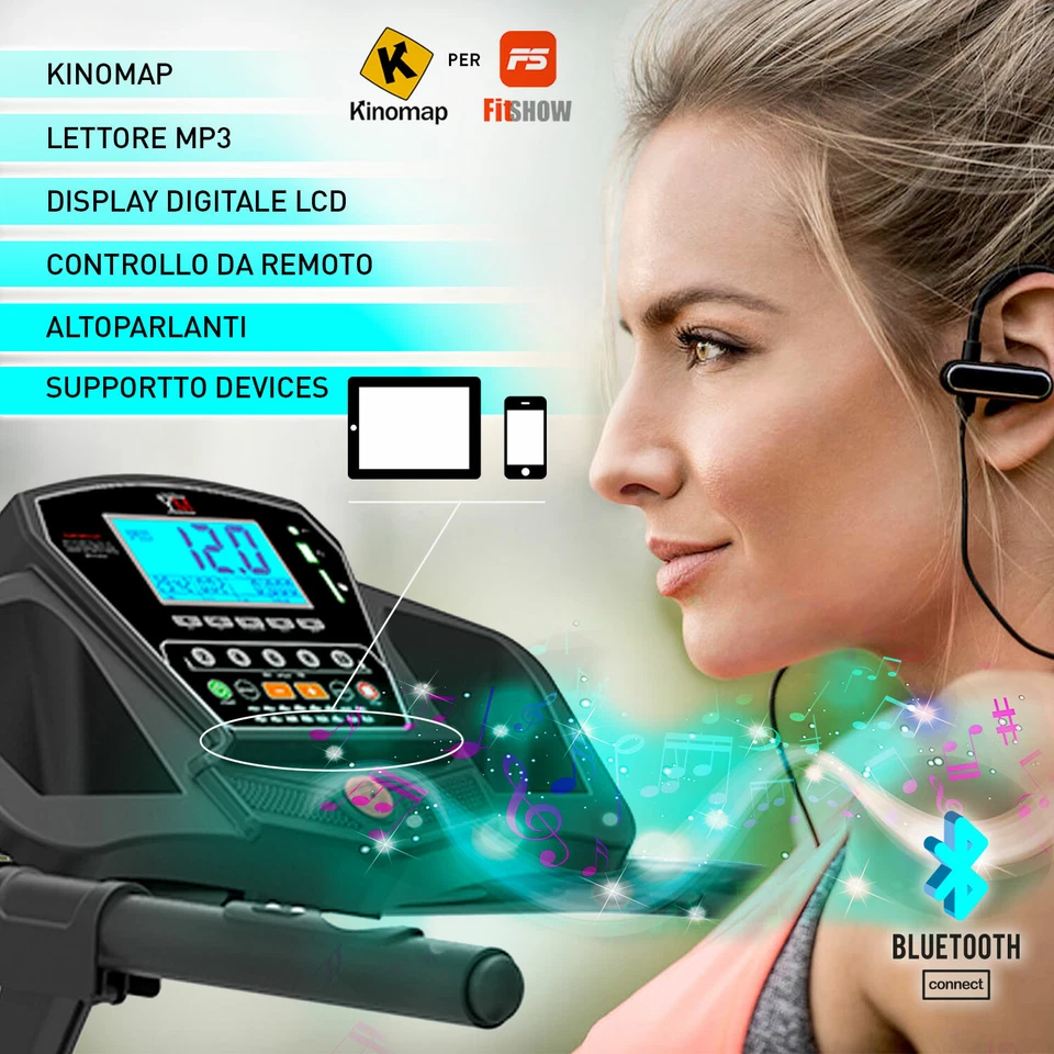 TAPIS ROULANT ELETTRICO PIEGHEVOLE 14 KM/H APP INCLINAZIONE ALTOPARLANTI CARDIO - Immagine 3 di 4