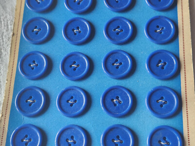 Lot De 24 Boutons Vintage Bleu 2 Cm - Boutons Anciens à Trous France | Décoration Couture Rétro